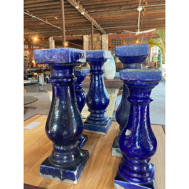Late 20th Century Glazed Ceramic Pillars Set of 6 Chairish