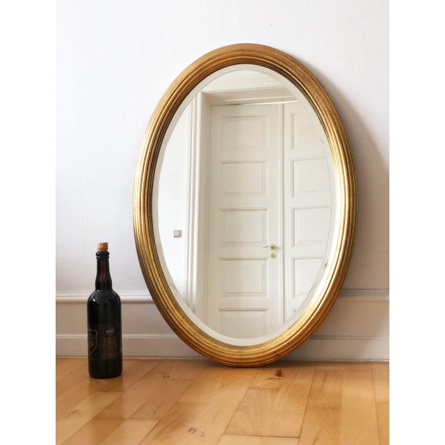 1970s Pair of Vintage Deknudt Giltwood Oval Beveled Mirrors – Hollywood Regency, Belgium, 1970s For Sale - Image 5 of 13