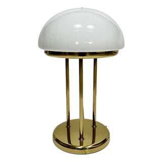 Brass Table Lamp with Opal Glass Dome, Germany, 1970s For Sale