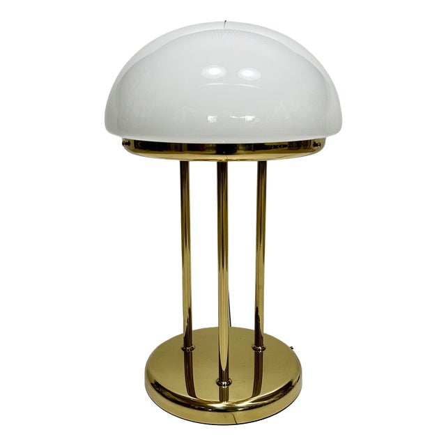 Brass Table Lamp with Opal Glass Dome, Germany, 1970s For Sale