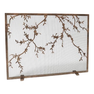 Tobacco Plum Blossom Fireplace Screen Iron For Sale