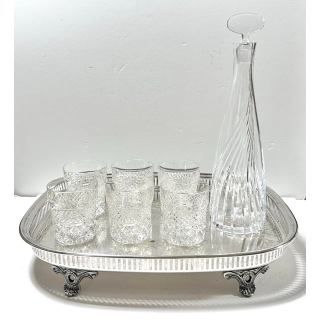 This elegant antique silverplate gallery serving tray features a beautifully pierced rim and an intricately engraved...