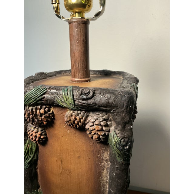 Vintage Mid Century Table Lamp British Potter Bernard Rooke Textured Tree Bark Pinecone Motifs, 1960s For Sale - Image 9 of 12