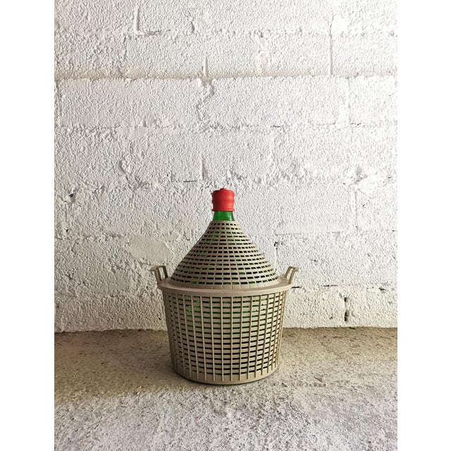 1950s Large Vintage Wine Balloon in Grey Basket, Italy, 1950s For Sale - Image 5 of 10