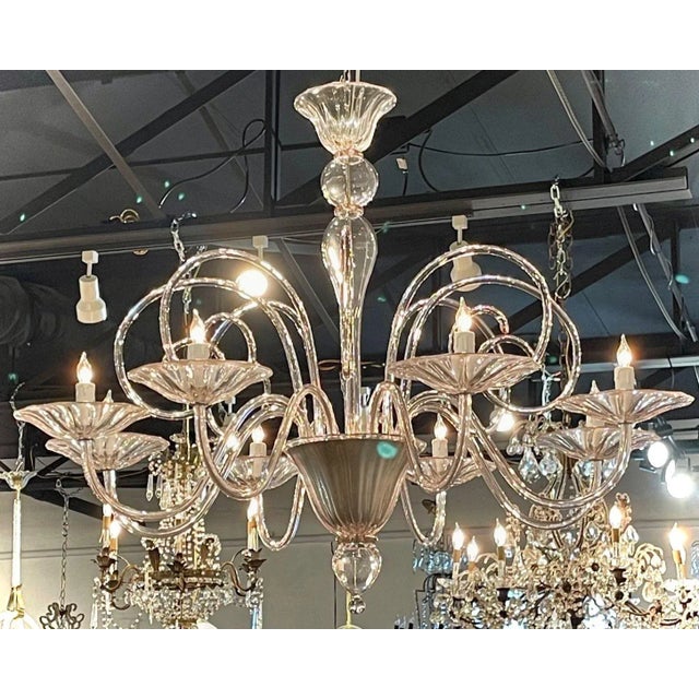 Modern Pink Murano Glass Chandelier With 8 Lights For Sale - Image 11 of 11