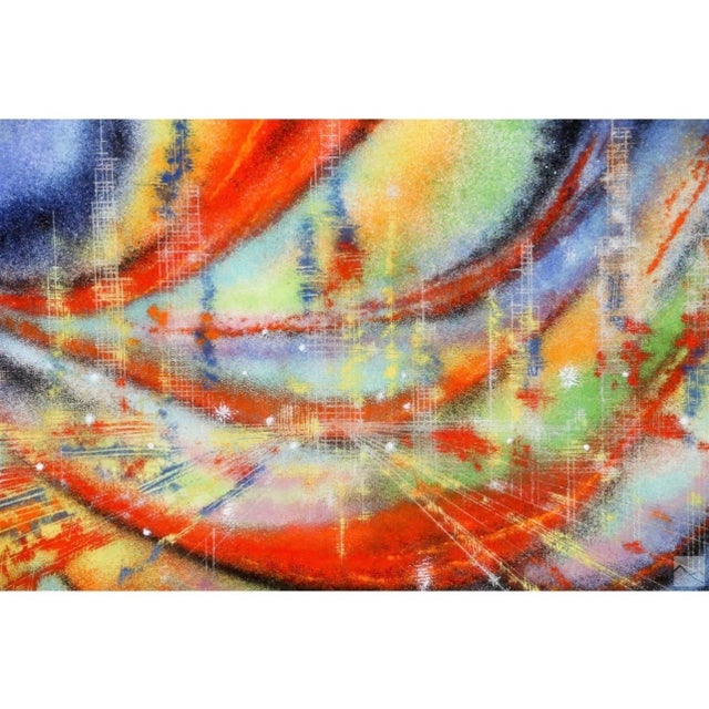 Red Dom Mingolla, Abstract Expressionist Enamel on Metal Color Field Painting Paul Jenkins Style For Sale - Image 8 of 10