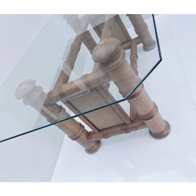 1980s Faux Bamboo Solid Wood Dining Table For Sale - Image 4 of 8