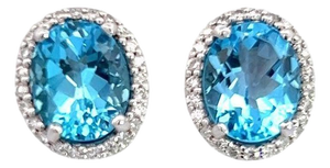 Natural Topaz Diamond Stud Earrings 14k W Gold 6.98 TCW Certified