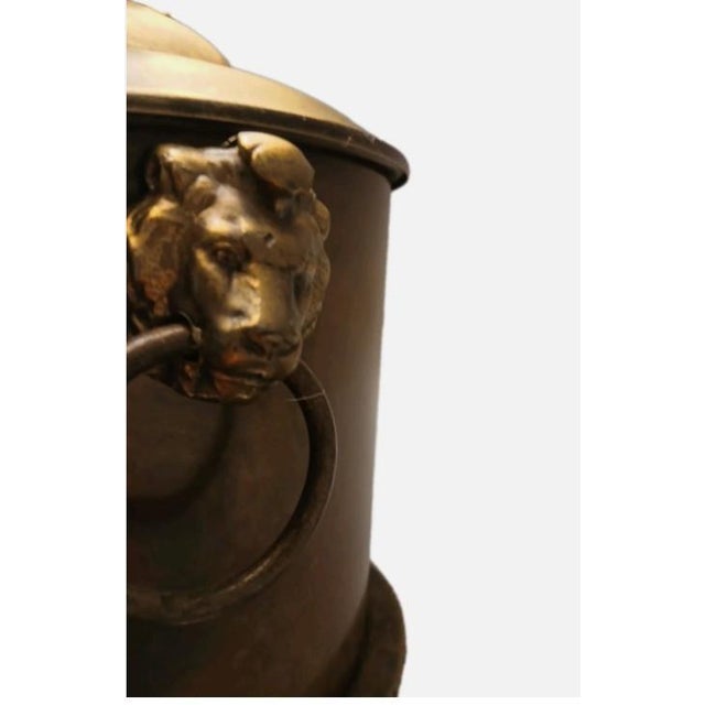 Metal 1950 Stiffel Large Lamp Lion Heads Feet Neoclassical Brass W Shade Dark Academia For Sale - Image 7 of 18