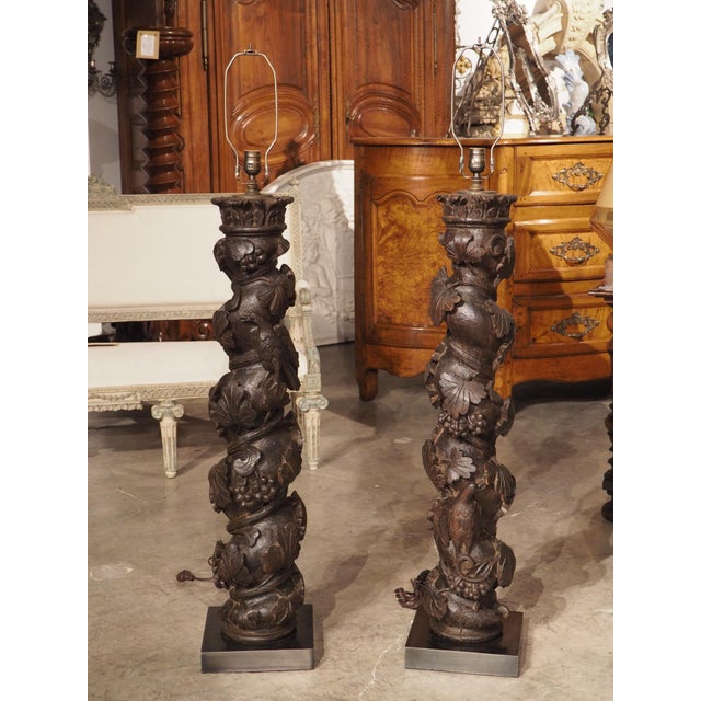 Pair of 18th Century Carved Chestnut Solomonic Column Lamps From ...