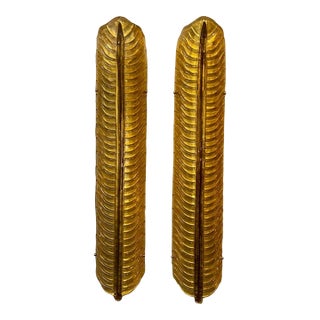 Pair of Modern Large Scale Leaf Form Murano Glass Sconces For Sale