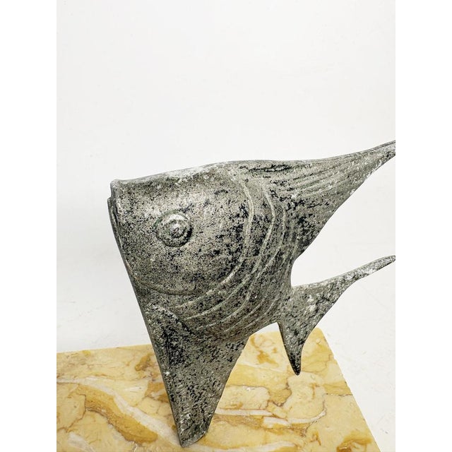 Metal and Marble Fish Paperweight, France, 1950s For Sale - Image 3 of 10