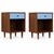 Mid century modern 2 tone walnut stands. Stands are in excellent condition. The stands are in manner of Glenn of...