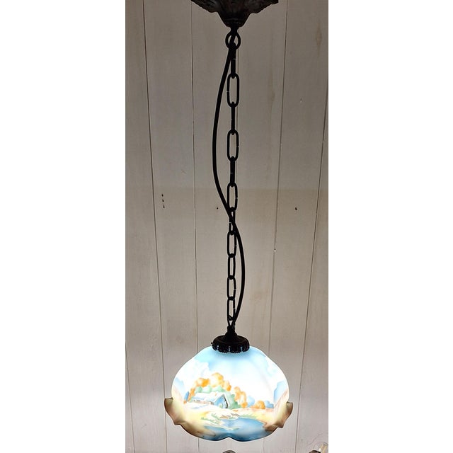 Vintage Pendant Lamp with Brass Mount, 1920 For Sale - Image 3 of 8