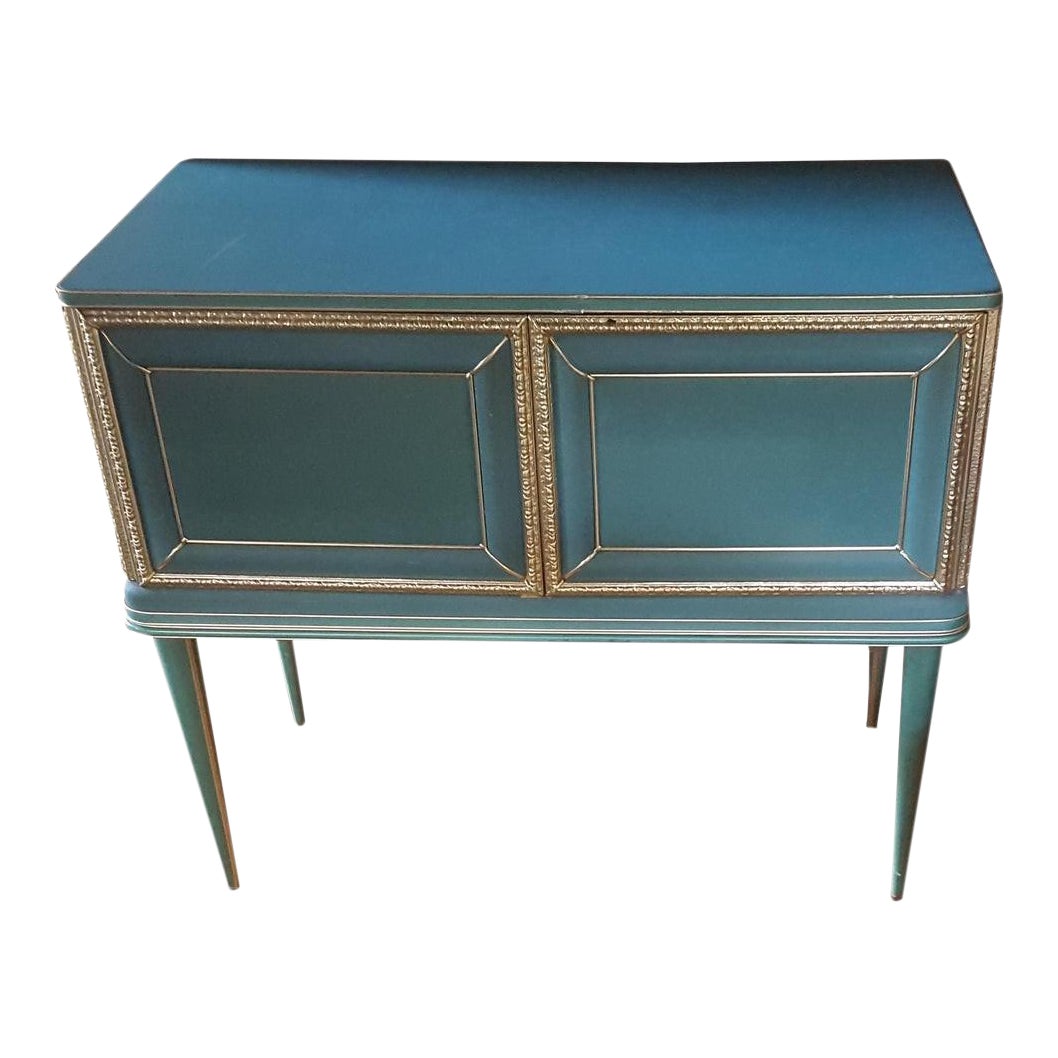 Vintage Mid Century Turquoise And Gold Side Table Chairish