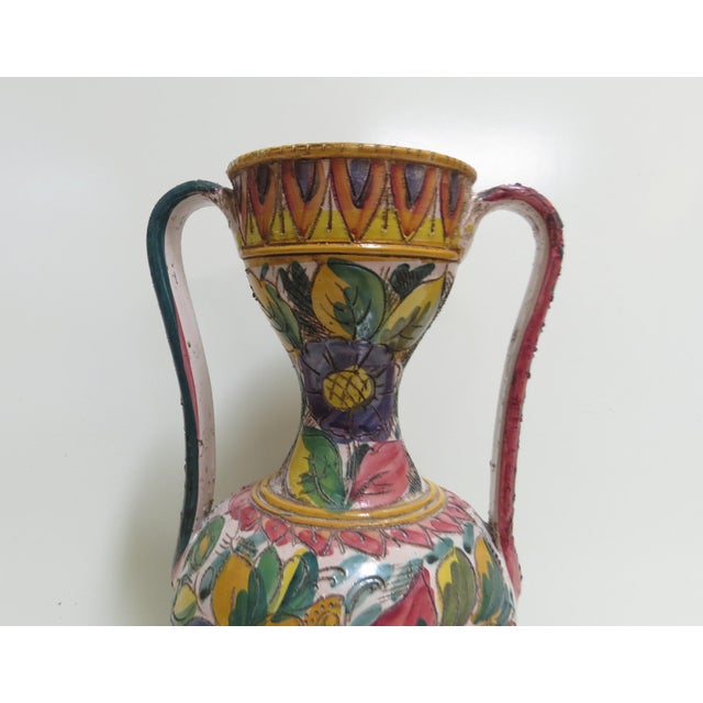Vintage Orvieto Hand-Painted Italian Majolica Vase For Sale - Image 4 of 11