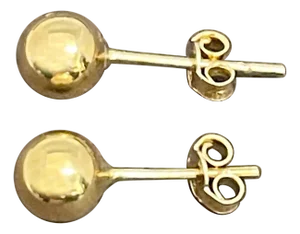 Round Ball Plain Gold Stud Post Earrings 14 Karat Yellow Gold
