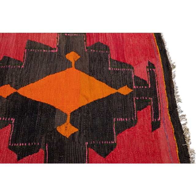 1960s Vintage Turkish Kilim Red Handmade Tribal Wool Rug For Sale In New York - Image 6 of 10