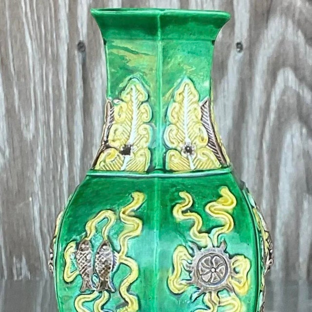 Vintage 1920s Asian Dragon Vase For Sale In West Palm - Image 6 of 13