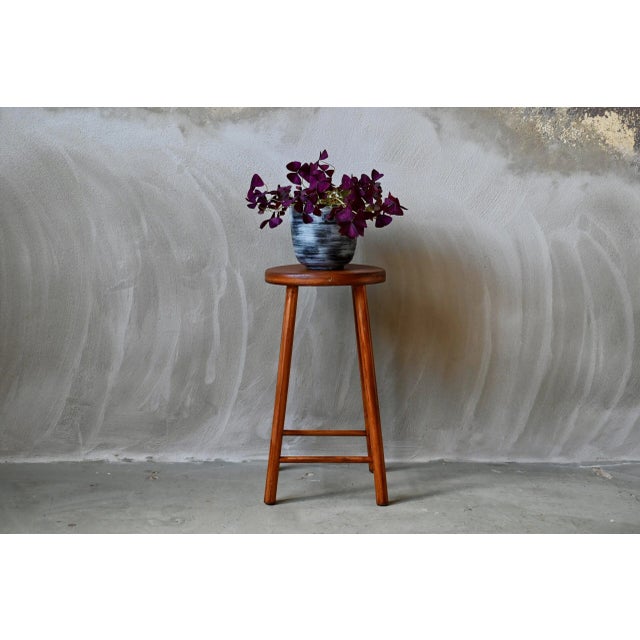 Mid-Century Stool in Chic Country Wood For Sale - Image 9 of 9