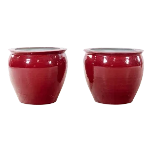 Pair of Chinese Porcelain Sang De Boeuf Fish Bowls