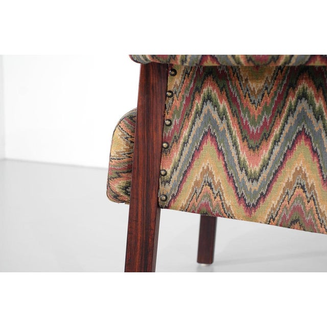 1970s Armchair in Fabric and Wood, Italy, 1960s For Sale - Image 5 of 16