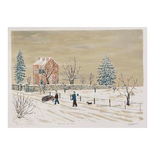 1960s Maurice Loirand Winter Lithograph For Sale