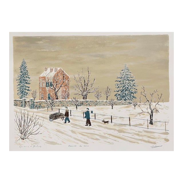 1960s Maurice Loirand Winter Lithograph For Sale