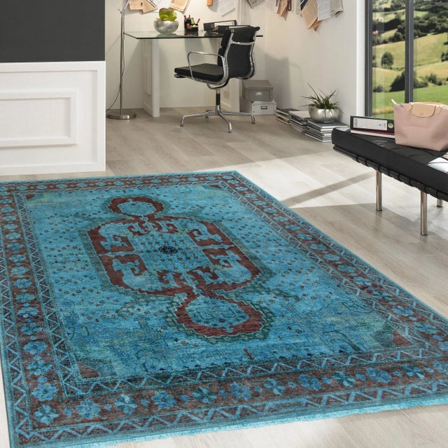 Contemporary Pasargad Home Overdye Lamb's Wool Area Rug, 8' 3" X 10' 0", Blue For Sale - Image 3 of 4