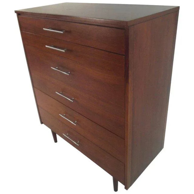 This gorgeous vintage modern chest features six hefty drawers with unique metal pulls. Sturdy construction with elegant...