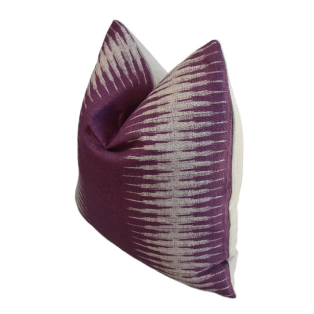 Peter Dunham Designer Pasha Lavender Linen Ikat Feather/Down Pillow For Sale In Los Angeles - Image 6 of 8