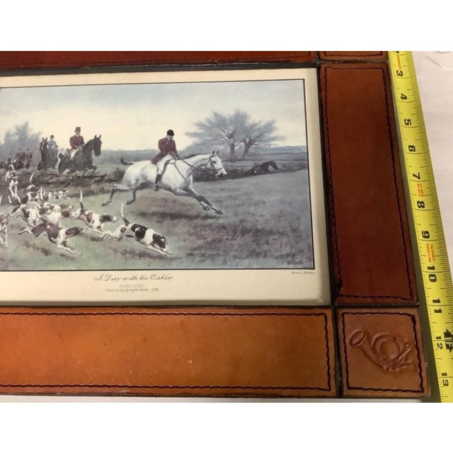 English Late 20th Century Pair of Thomas Blinks Fox Hunting Prints in Leather-Wrapped Frames From Hollywood Prop House For Sale - Image 3 of 6