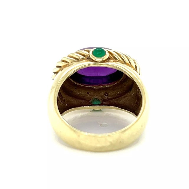 David Yurman 14k Yellow Gold Cable Ring With Amethyst & Green Onyx – Size 7 For Sale - Image 4 of 7
