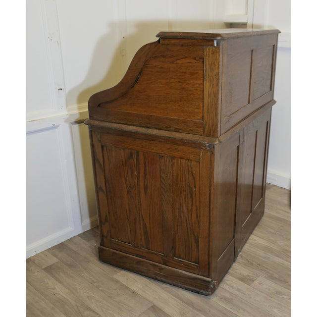 Art Deco Oak Roll Top Desk, 1890s For Sale - Image 10 of 10