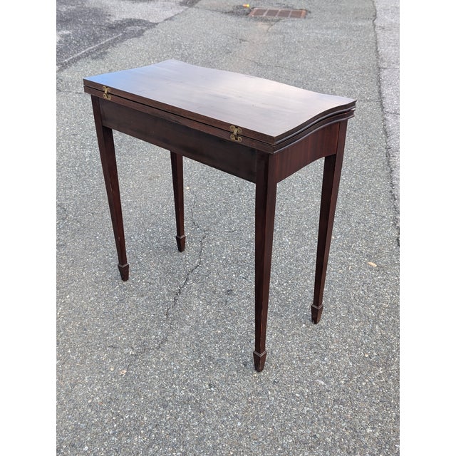 1980s George III Style Brandt Mahogany Flip-Top Games or Console Table For Sale - Image 10 of 11