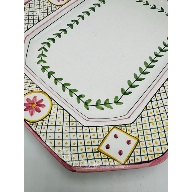 1980s Hand Painted Ceramic Platter For Sale - Image 5 of 7