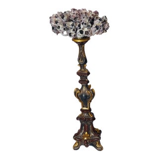 Large Barnacle Cluster on Vintage Italian Wood Pricket For Sale