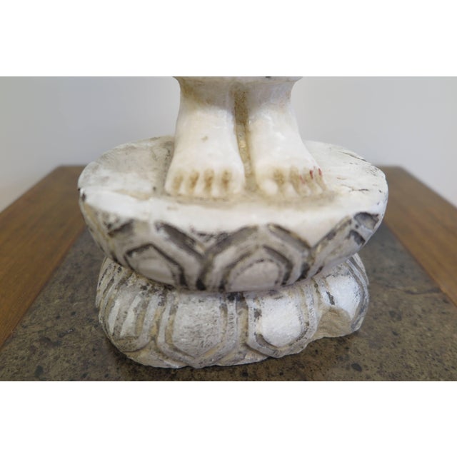 19th Century Burmese Alabaster Buddhist Monk Statue For Sale - Image 10 of 11