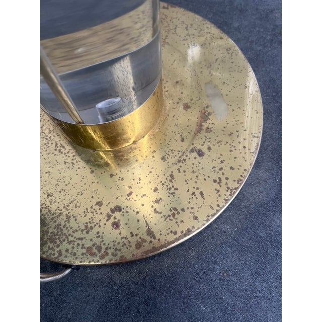 Fredrick Cooper Lucite Brass Lamp Karl Springer Charles Hollis Jones Style For Sale In New York - Image 6 of 6