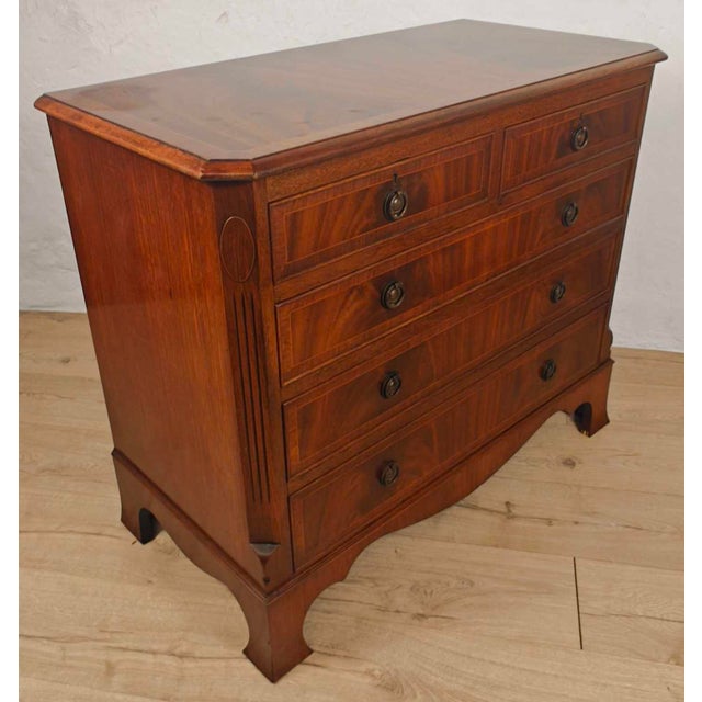 Chest of Drawers in Mahogany Drop Handles, 1980 For Sale - Image 4 of 14