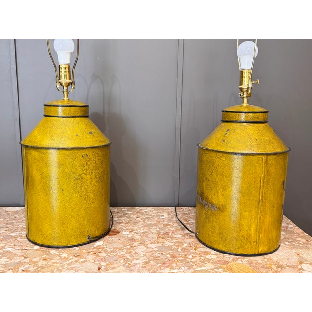 Early 20th Century French Tole Tea Canister Table Lamps For Sale - Image 14 of 14
