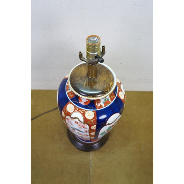 Late 20th Century Late 20th Century Frederick Cooper Japanese Imari Porcelain Mantel Vase Urn Table Lamp 34" For Sale - Image 5 of 17