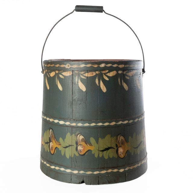 Rustic Tole Painted Bucket For Sale - Image 3 of 13