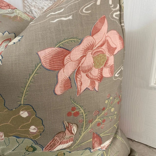 Lily Pads & Waterfowl Asian Motif Pillows - a Pair For Sale - Image 4 of 6