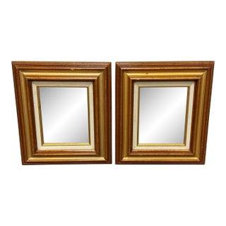 Vintage Square Giltwood Wall Mirrors, 20th Century, Pair For Sale