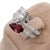 18k(750) Solid White Gold Natural Diamond and Ruby Toi Et Moi Ring, Size 6.5 For Sale - Image 9 of 15