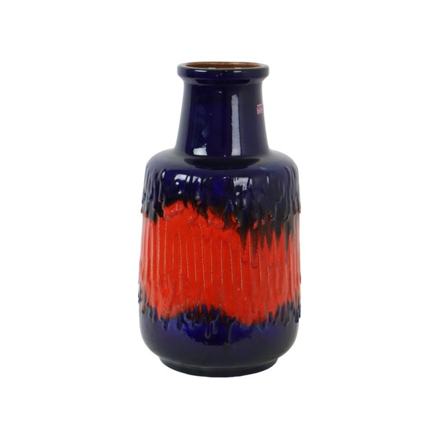 Ceramic Blue and Orange Fat Lava Vase from Scheurich Keramik, West Germany, 1960s For Sale - Image 7 of 11