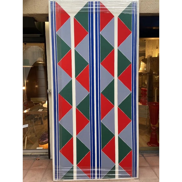 Sonia Delaunay, Harlequin Fabric, 1980s, Silkscreen Print on Canvas, Framed For Sale - Image 6 of 6
