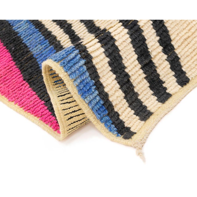 Beige Kaleidoscopic Hand-Knotted Moroccan Wool Runner | 13'6" X 2'10" | One of a Kind For Sale - Image 8 of 9