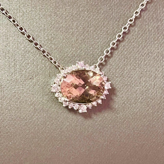 Natural Morganite Diamond Necklace 18" 14k Gold 10.67 TCW Certified $6,950 215433 MADE IN ITALY Nothing says, “I Love you”...
